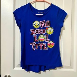 Hanes Girls Emoji Graphic Peplum Short Sleeve T-Shirt